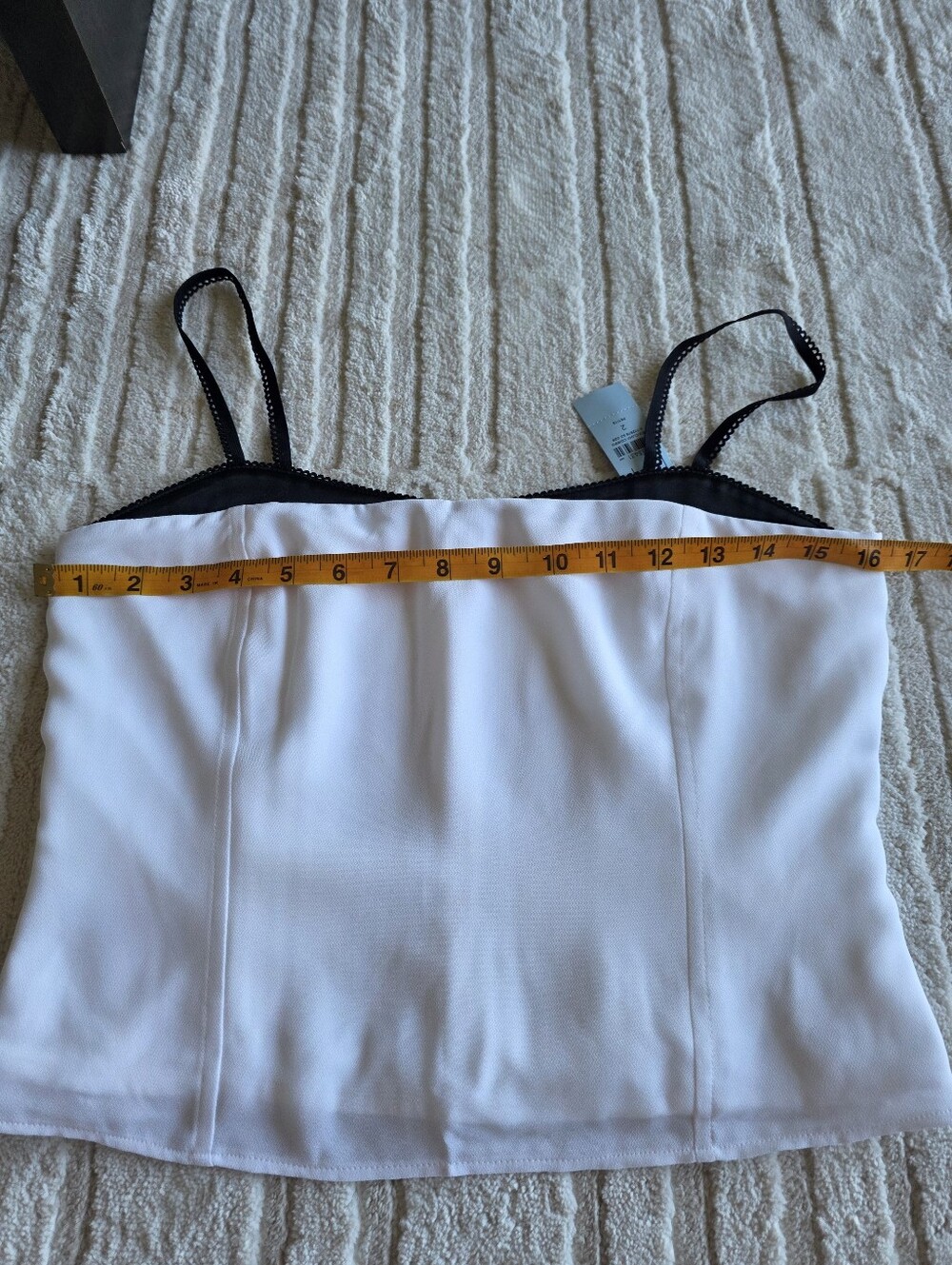 LOFT White Camisole with Black Scalloped Trim